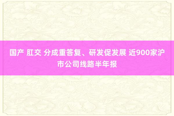 国产 肛交 分成重答复、研发促发展 近900家沪市公司线路半年报