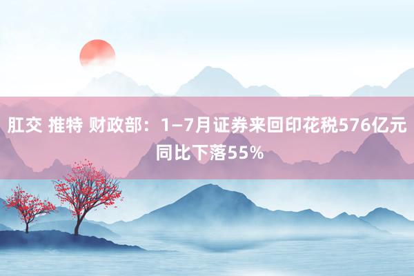 肛交 推特 财政部：1—7月证券来回印花税576亿元 同比下落55%